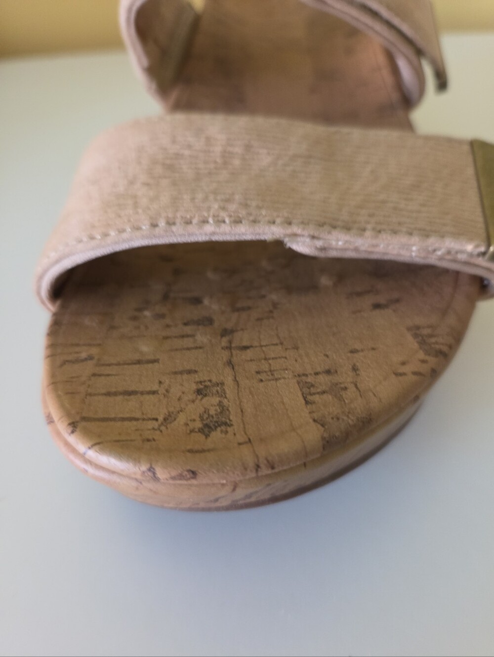 Vionic Pepper Ruche Cork Wedge Sandals Beige Blush Size 7 Worn Once - Picture 4 of 7